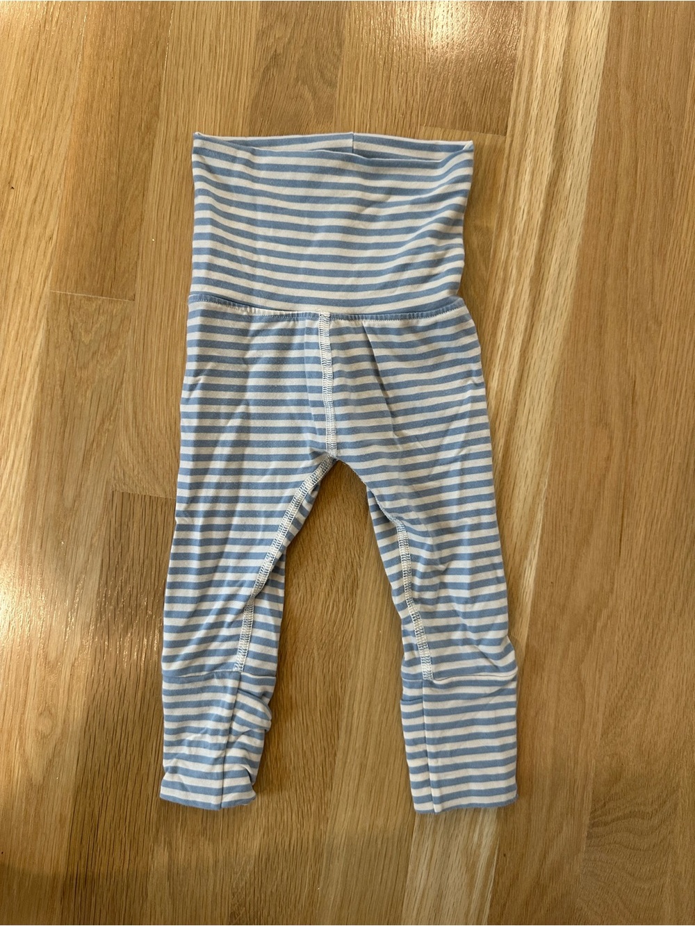 Hanna Andersson Striped Blue and White Baby Leggings, 3-6 Months